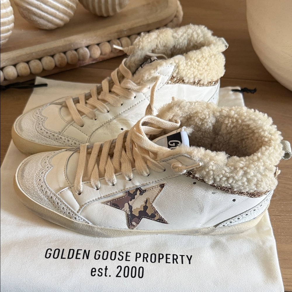 Golden Goose Women's White and Brown High-Top Sneakers - Private EDT